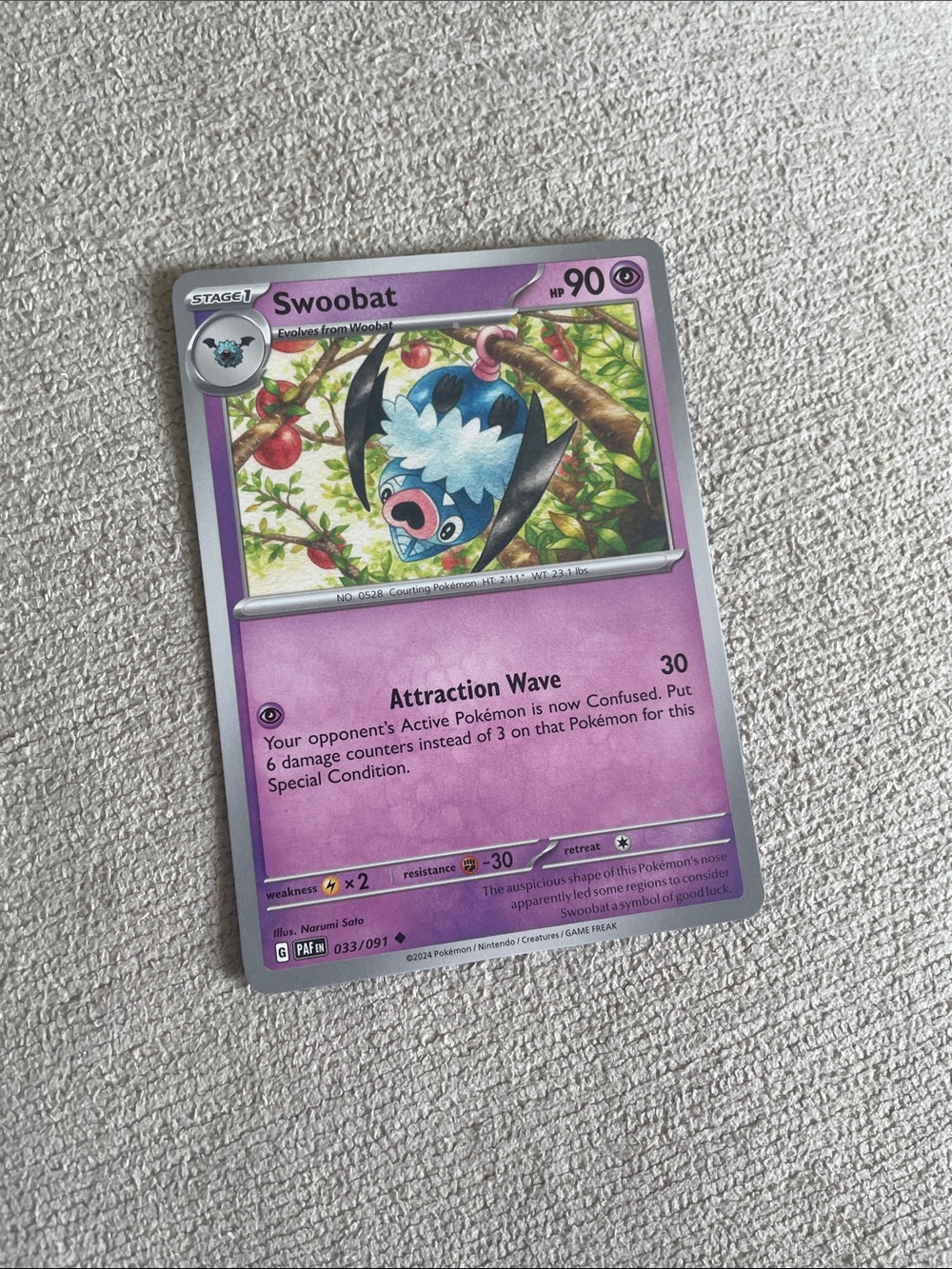 Swoobat Pokémon Trading Card